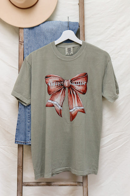 Football Bow Graphic Tee (sandstone)