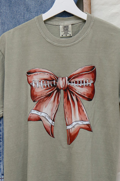 Football Bow Graphic Tee (sandstone)