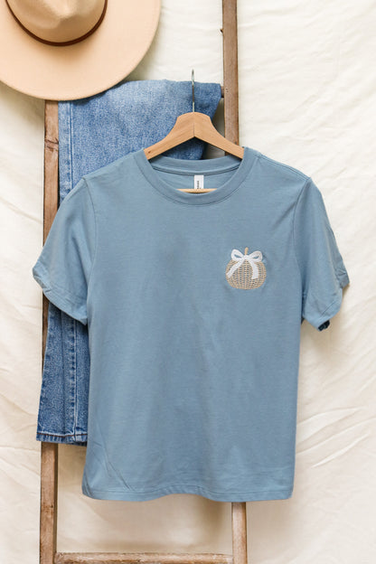 Woven Pumpkin Embroidered Top