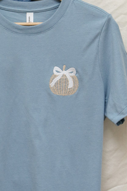 Woven Pumpkin Embroidered Top