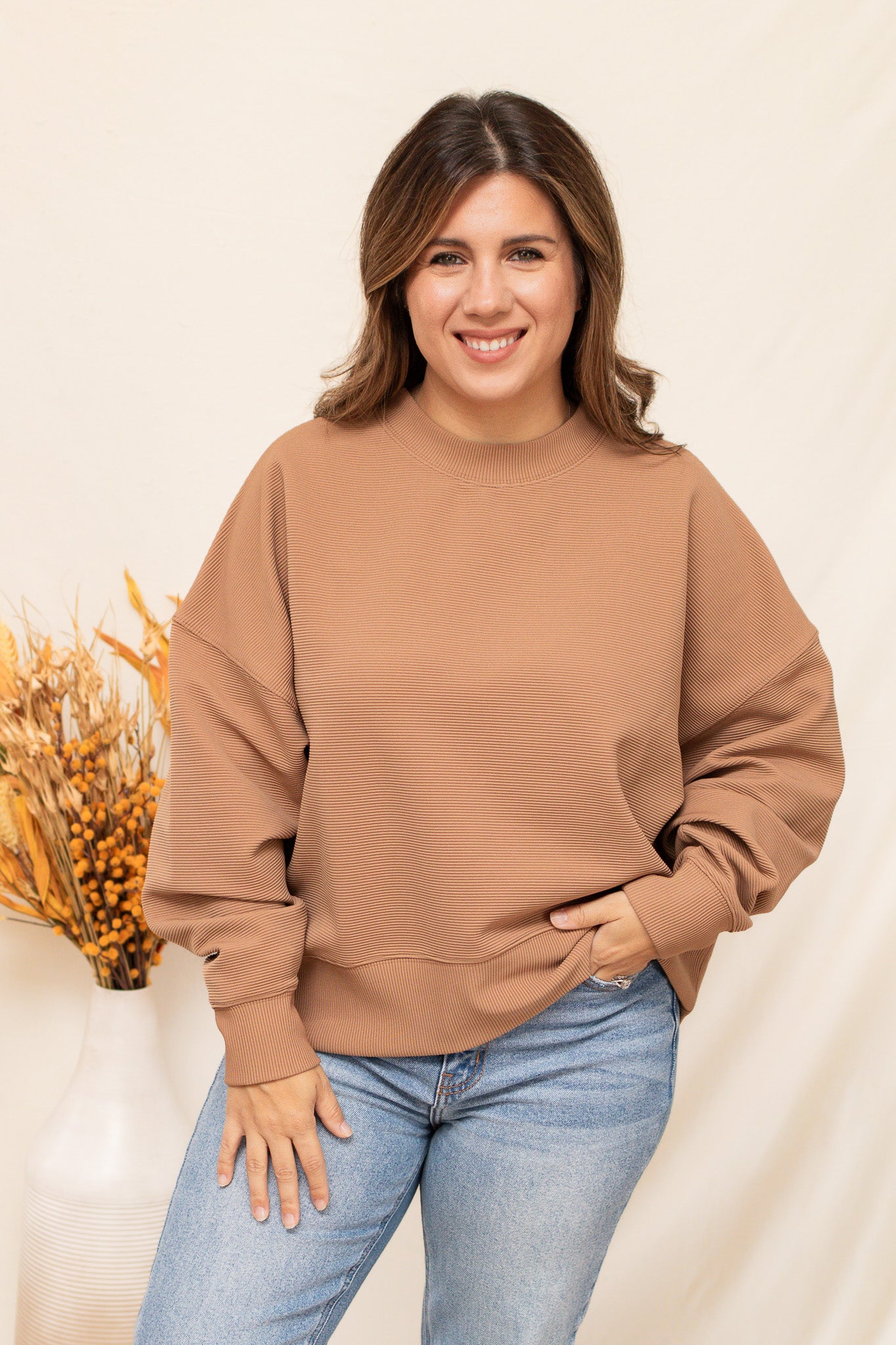 Ribbed Pullover (deep camel)