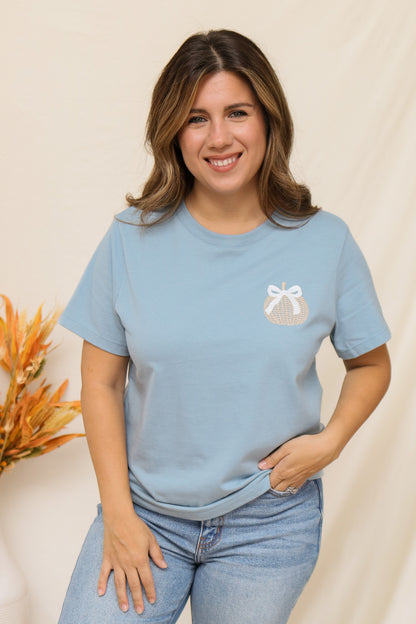 Woven Pumpkin Embroidered Top