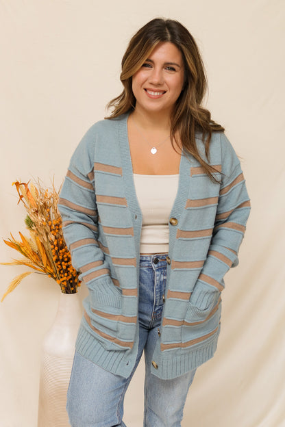 Keeping Warm Striped Cardigan