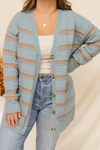 Keeping Warm Striped Cardigan