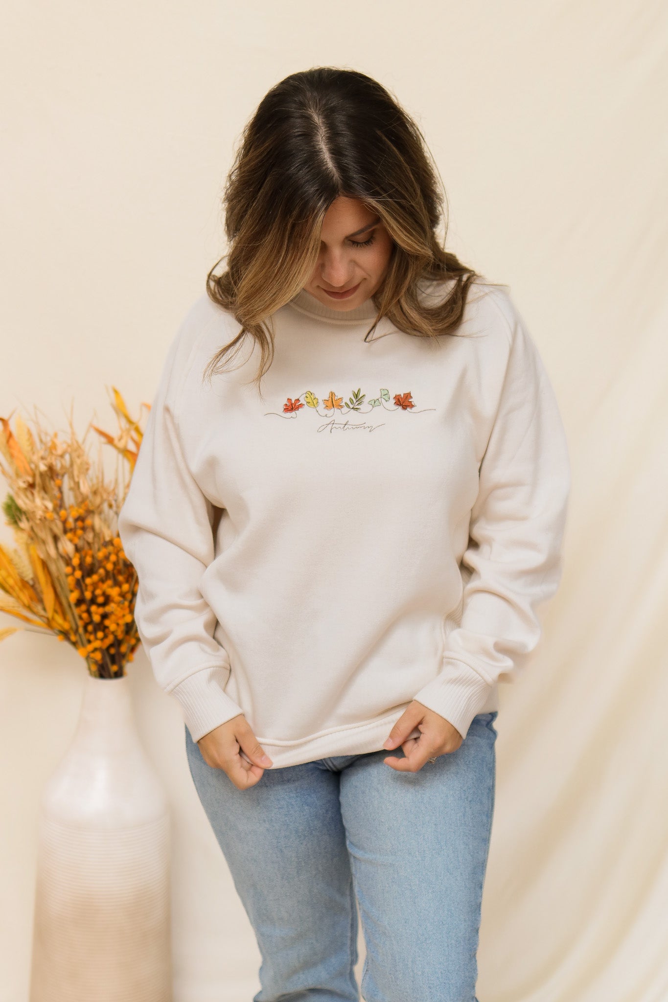 Autumn Leaves Embroidered Sweatshirt
