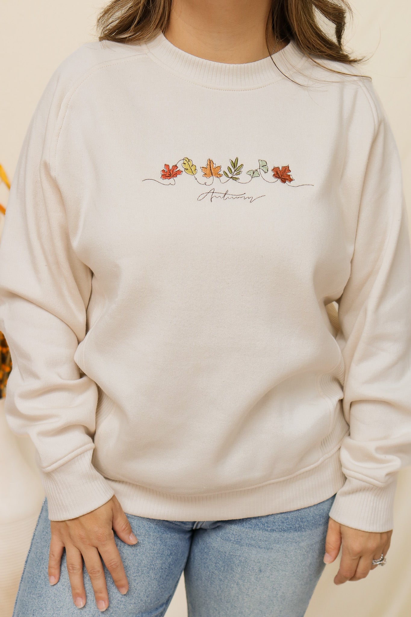 Autumn Leaves Embroidered Sweatshirt