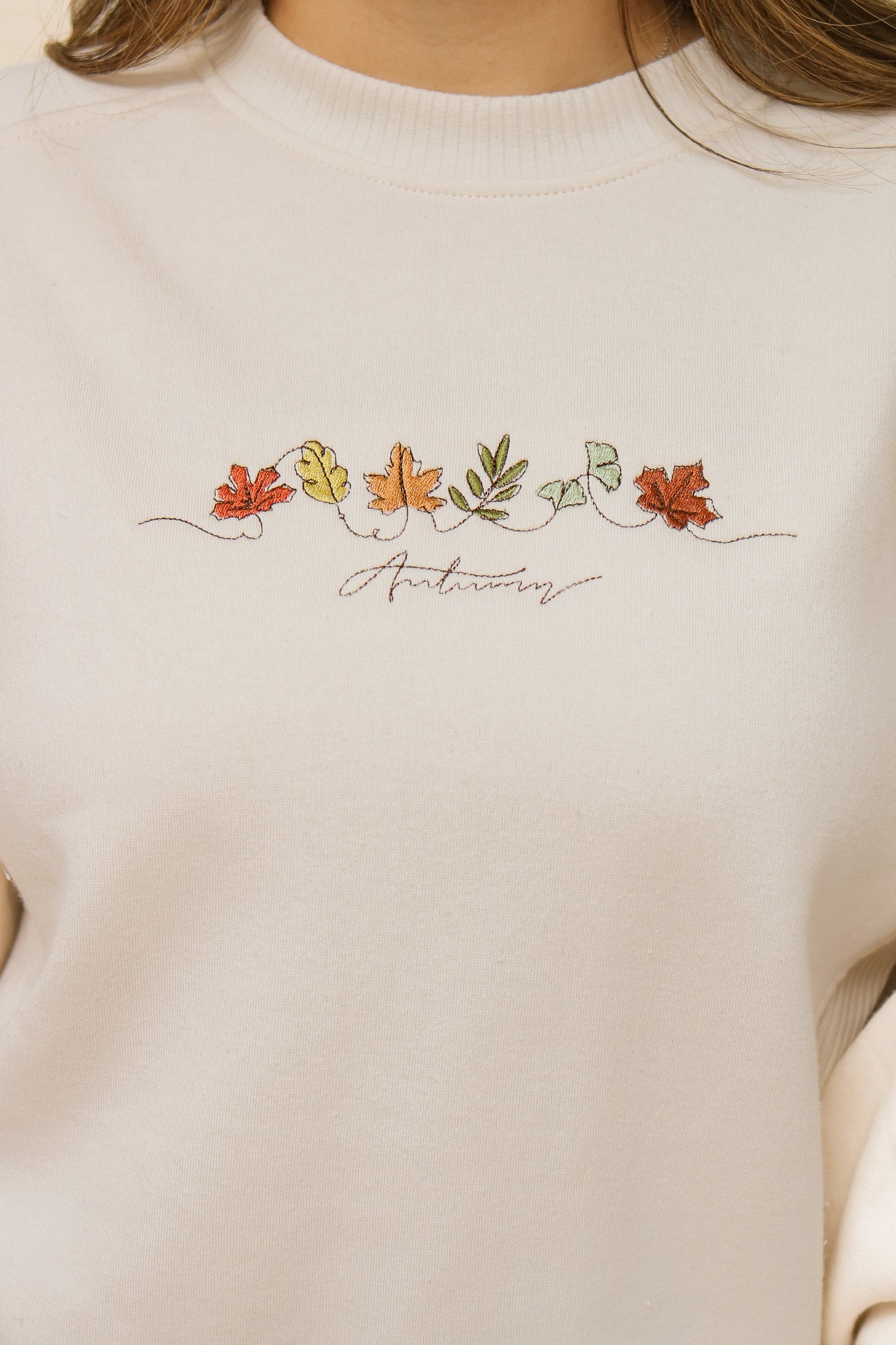 Autumn Leaves Embroidered Sweatshirt