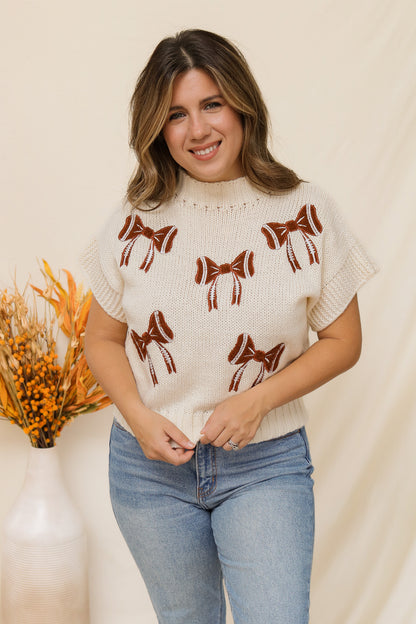 Football Bows Embroidered Sweater