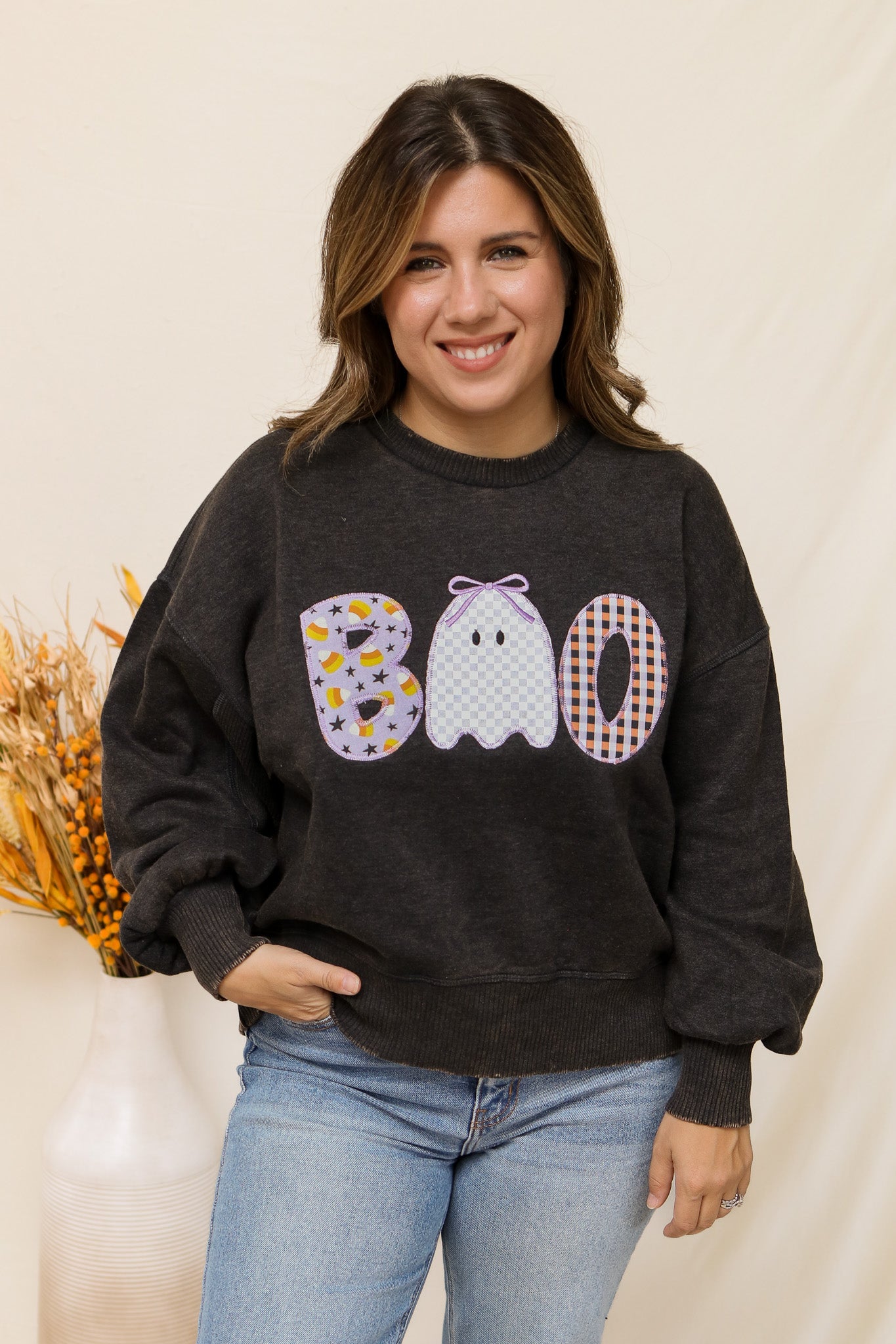 BOO Stitched Graphic Pullover