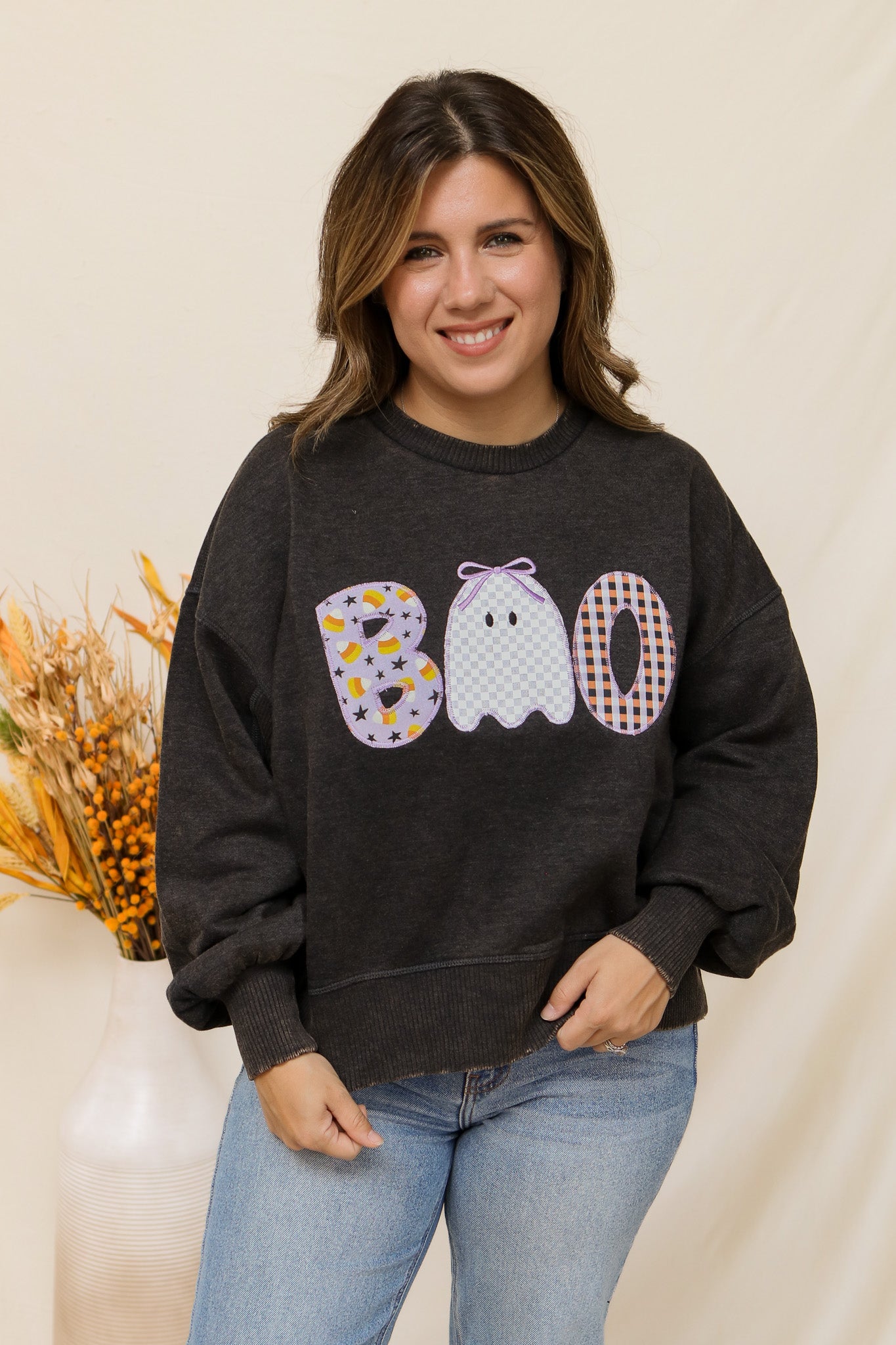 BOO Stitched Graphic Pullover