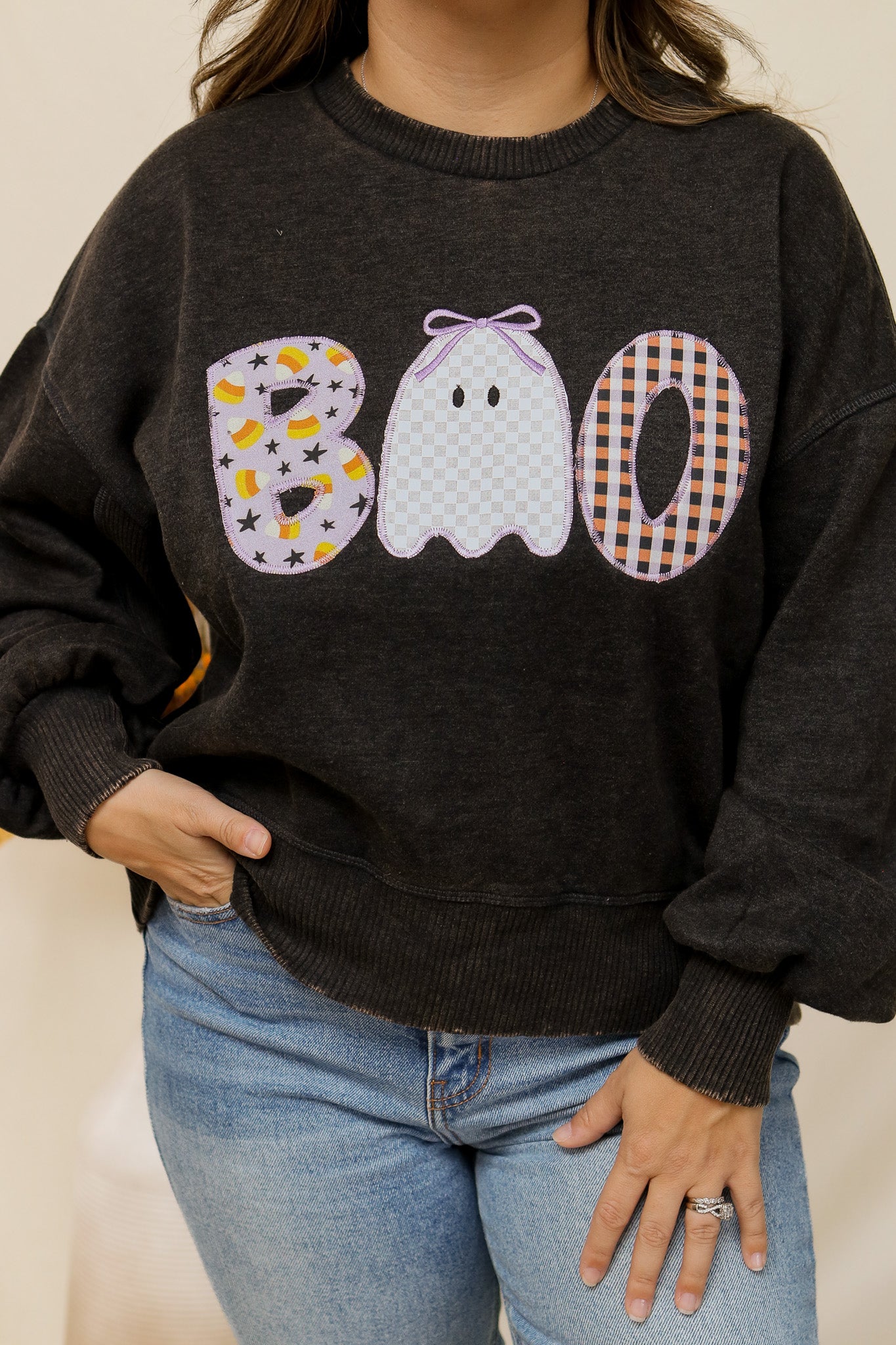 BOO Stitched Graphic Pullover