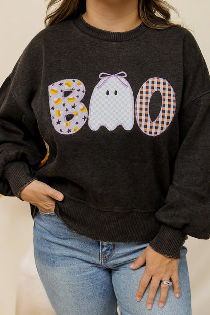 BOO Stitched Graphic Pullover