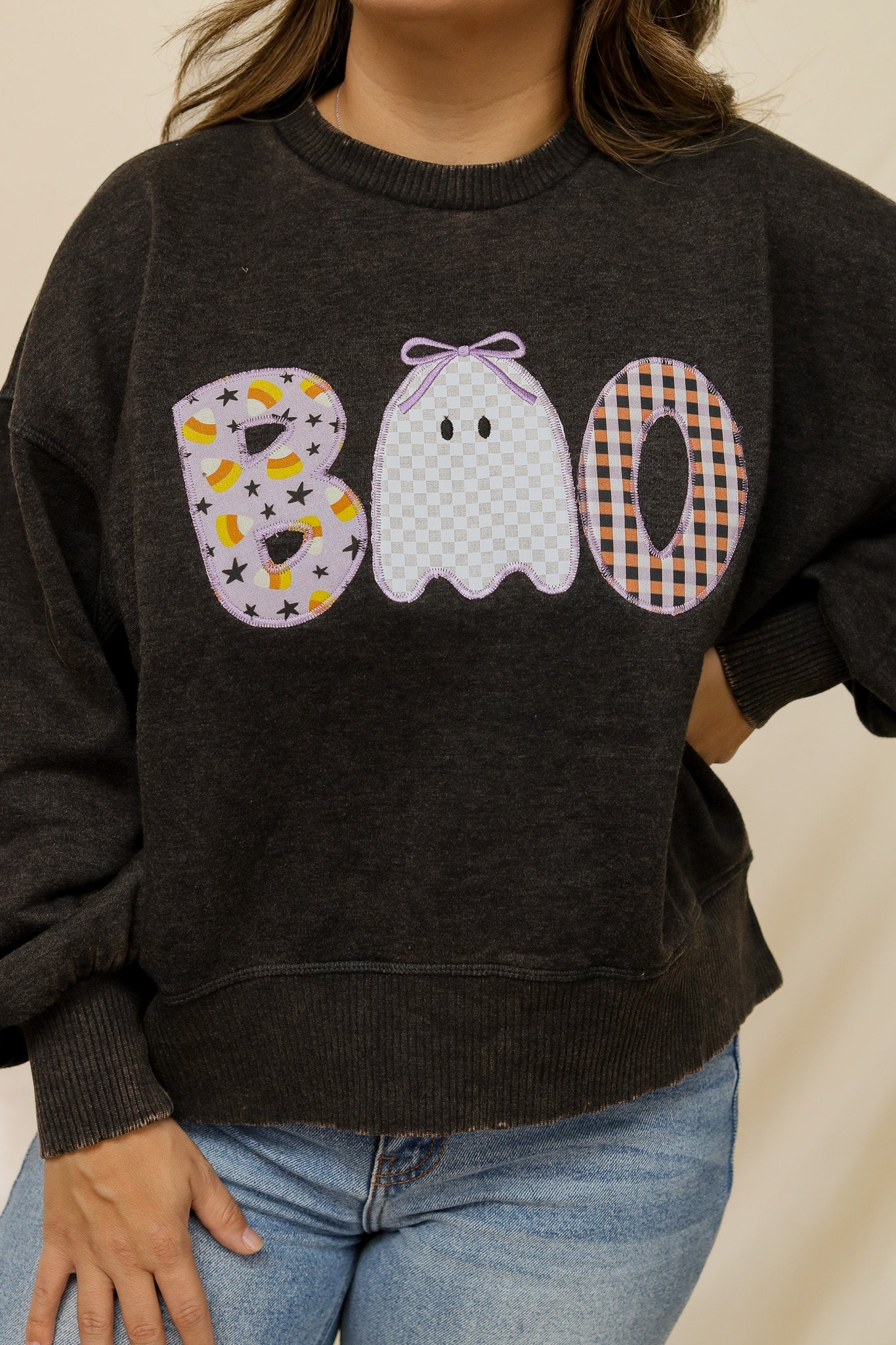 BOO Stitched Graphic Pullover