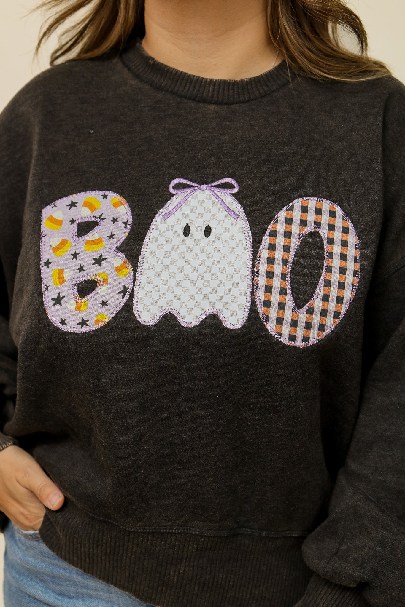 BOO Stitched Graphic Pullover