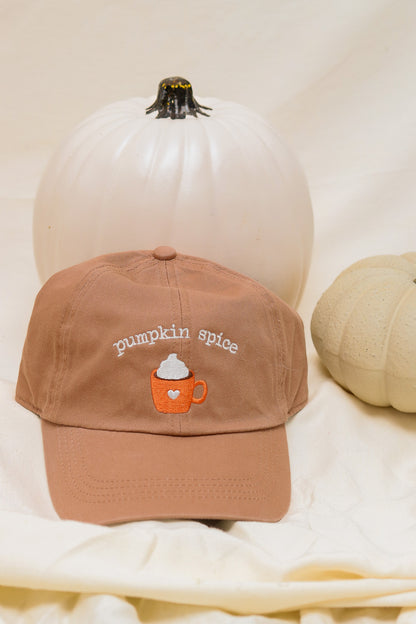 Pumpkin Spice Embroidered Baseball Cap (Clay)