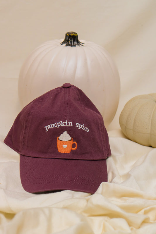 Pumpkin Spice Embroidered Baseball Cap (Plum)