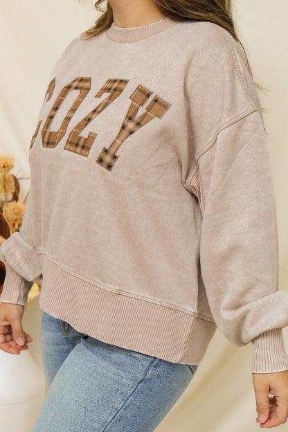 Cozy Stitched Graphic Pullover (plaid)