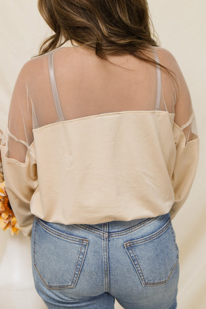 Fall Breeze Sheer Shoulder Top