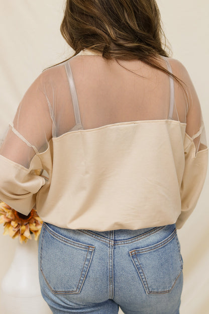 Fall Breeze Sheer Shoulder Top