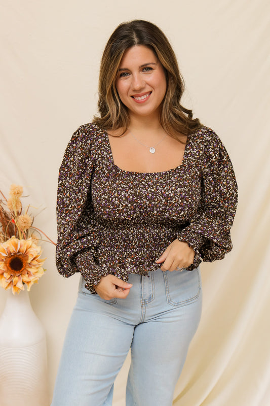 Fall Florals Brown Top