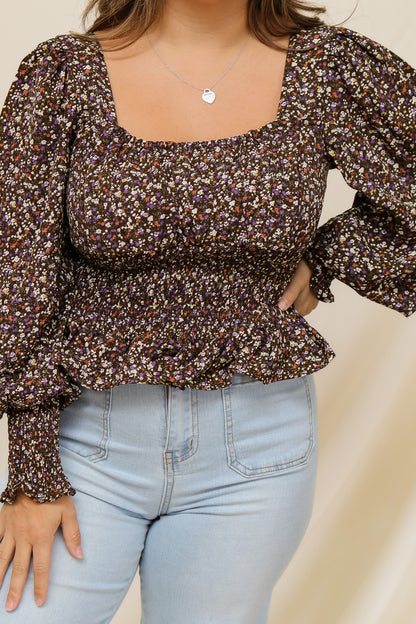 Fall Florals Brown Top