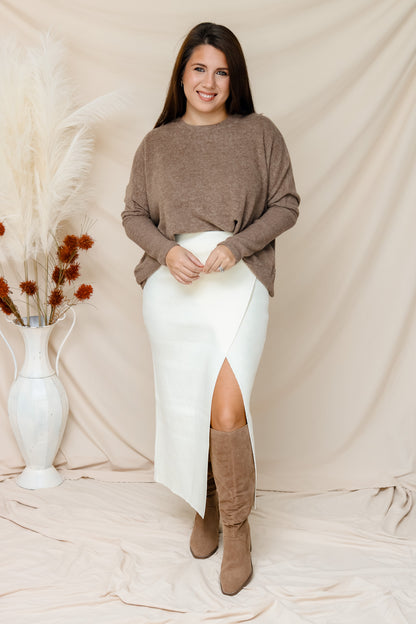 Worth The Wait Knit Midi Skirt (cream)