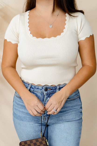 Always There Scalloped Crop Top (cream)