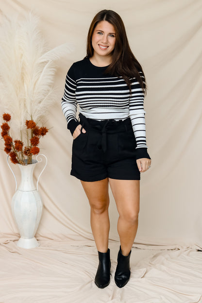 Another Time Striped Sweater (black/ivory)