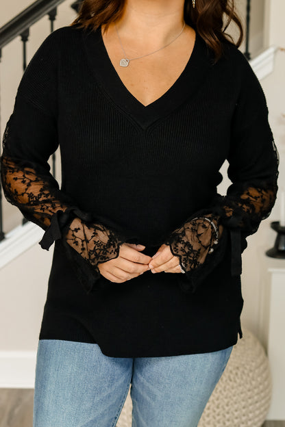 About Last Night Lace Sweater (black)