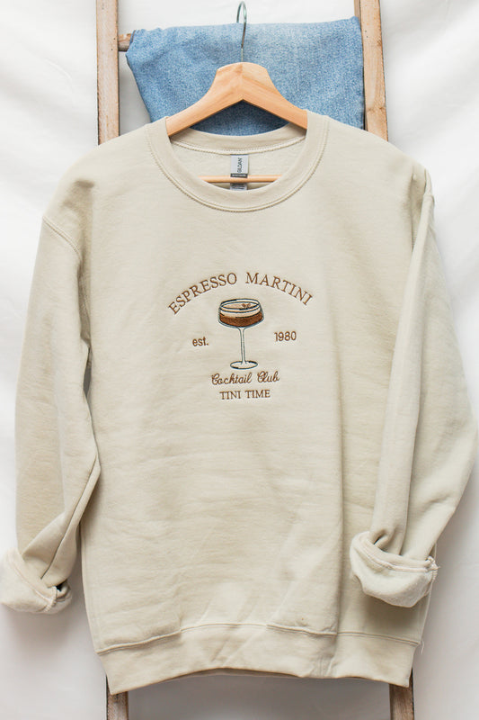 Espresso Martini Embroidered Sweatshirt - Calico's Grove Boutique