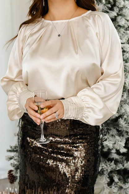 Holiday Party Satin Top (champagne)