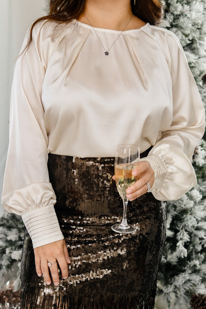 Holiday Party Satin Top (champagne)