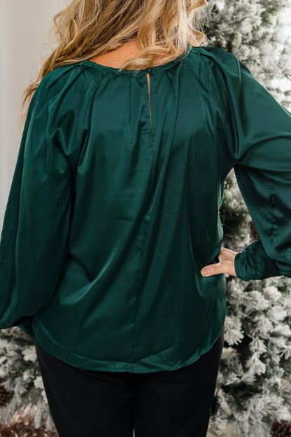 Holiday Party Satin Top (hunter green)