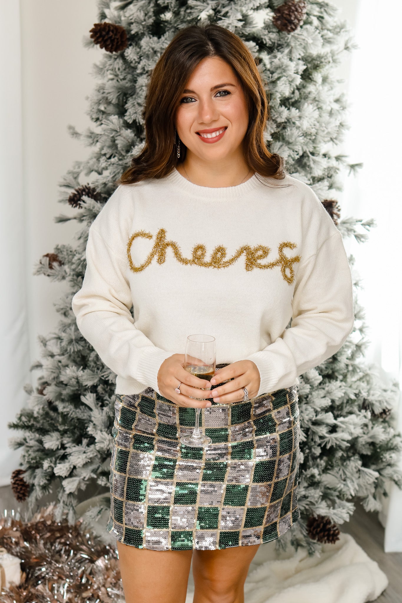 Cheers Gold Tinsel Sweater