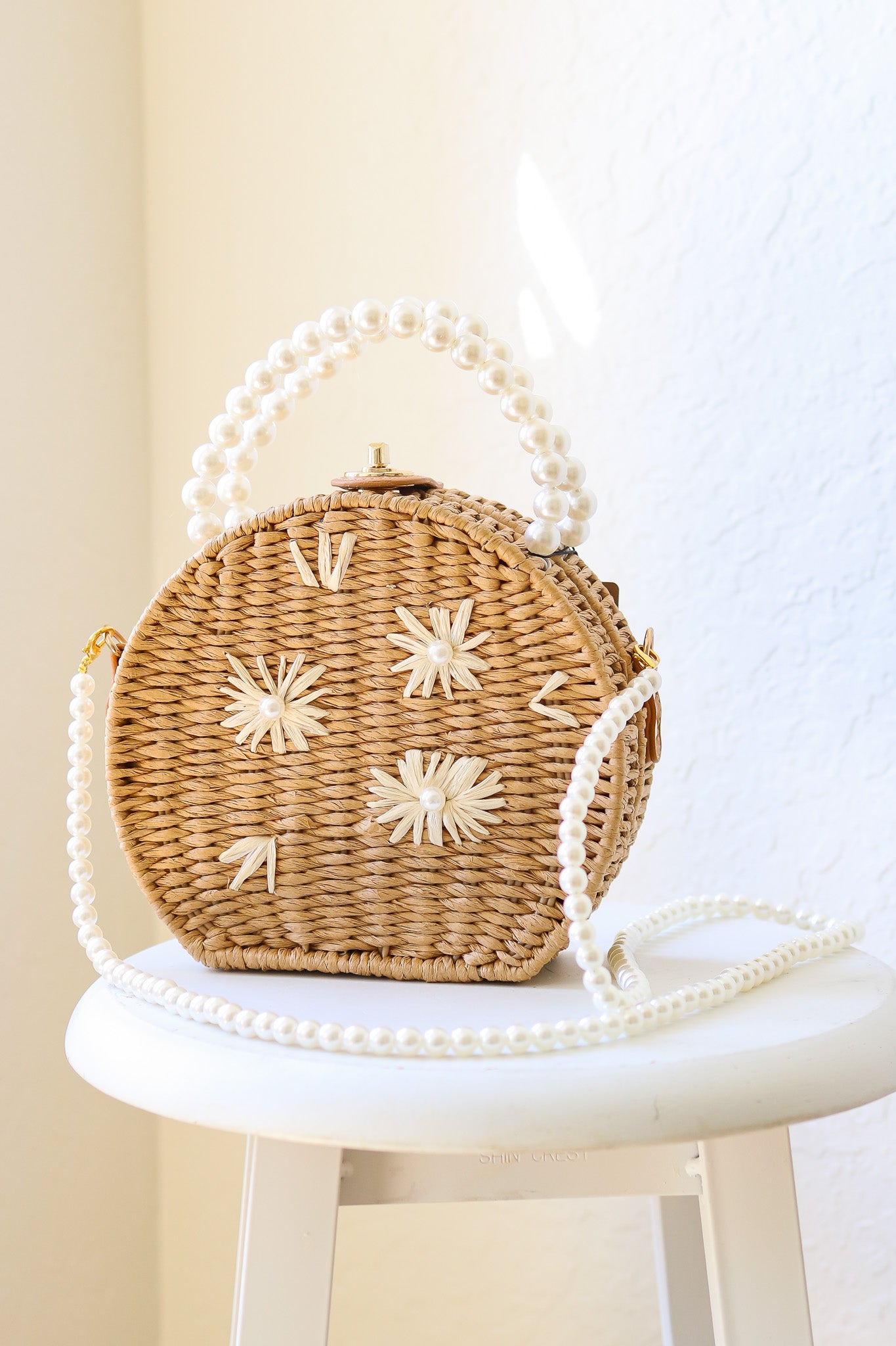Pearl Blossom Top Handle Purse