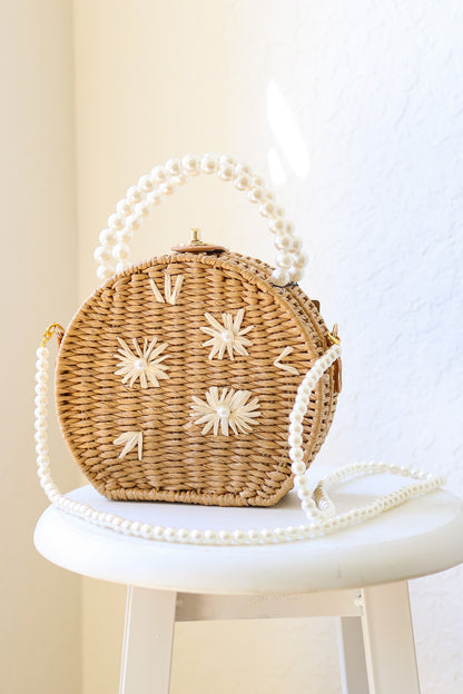 Pearl Blossom Top Handle Purse
