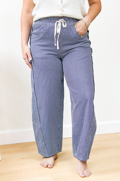 Be Right There Striped Drawstring Pants