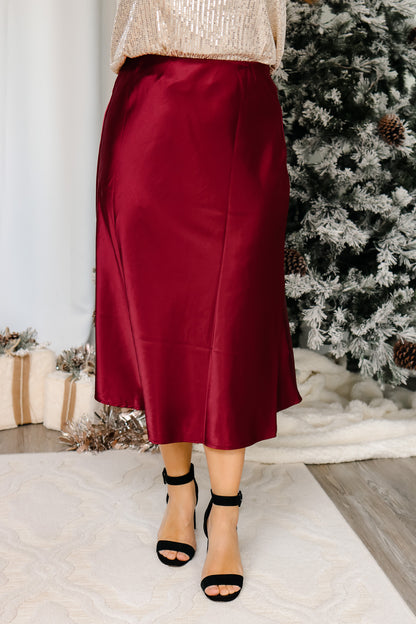 This Christmas Satin Midi Skirt