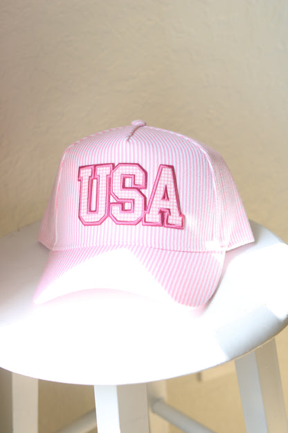 USA Gingham Hat (pink)