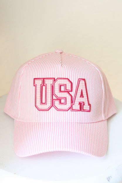 USA Gingham Hat (pink)
