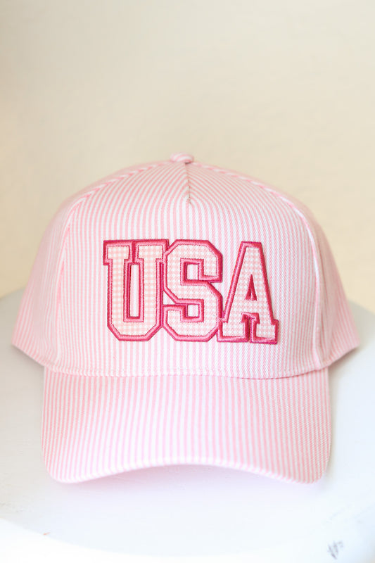 USA Gingham Hat (pink)