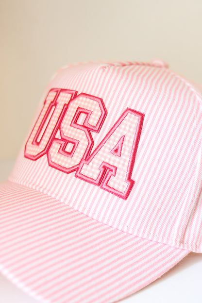 USA Gingham Hat (pink)