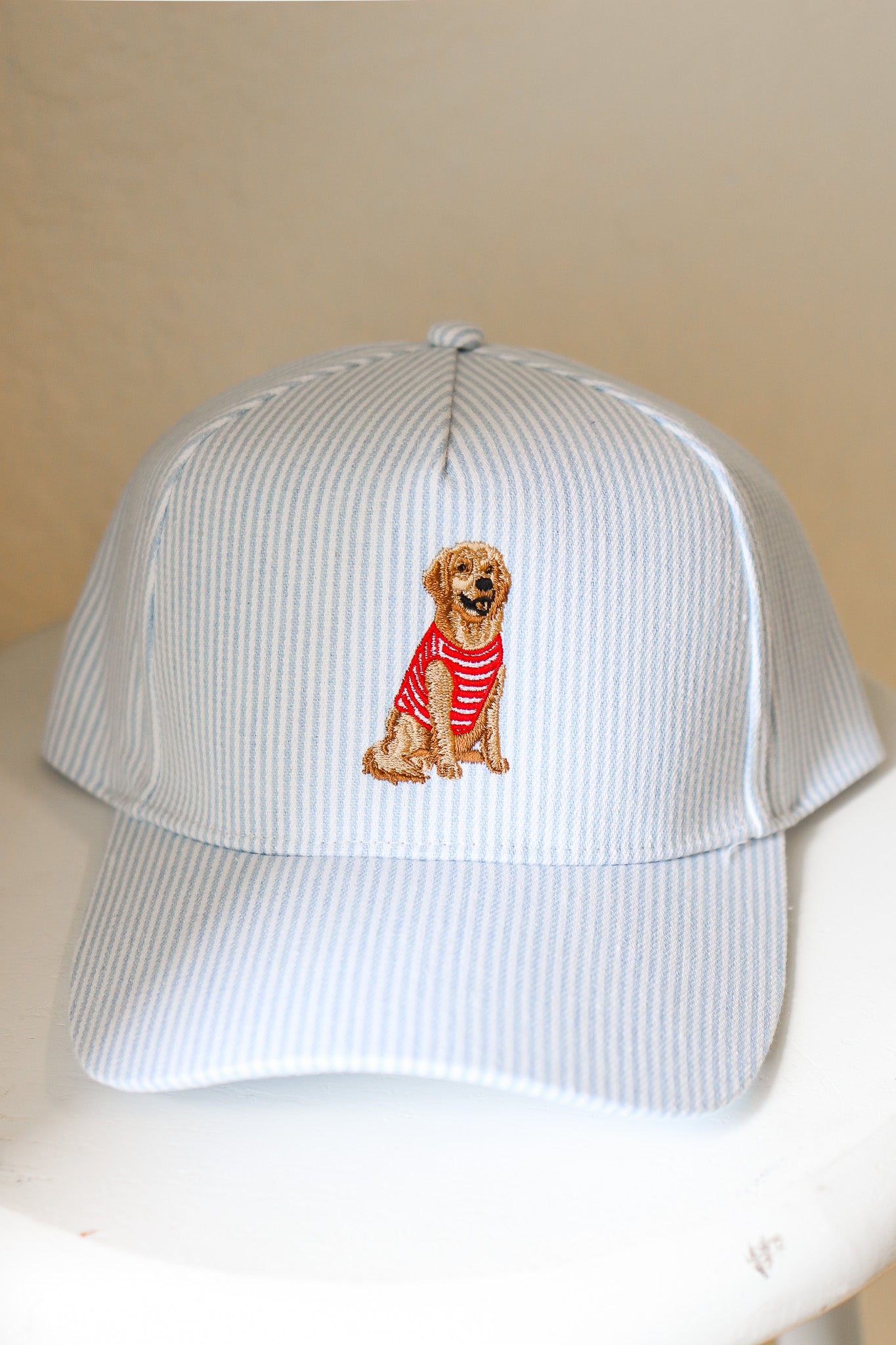 Striped Golden Retriever Hat (blue)