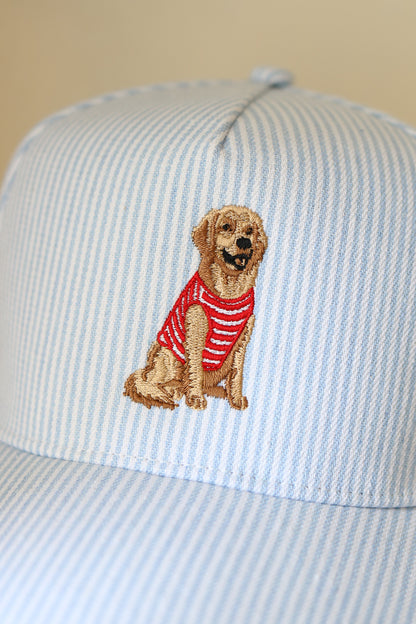 Striped Golden Retriever Hat (blue)