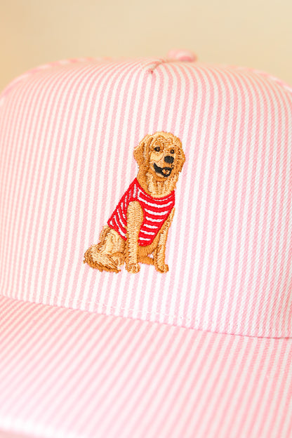 Striped Golden Retriever Hat (pink)