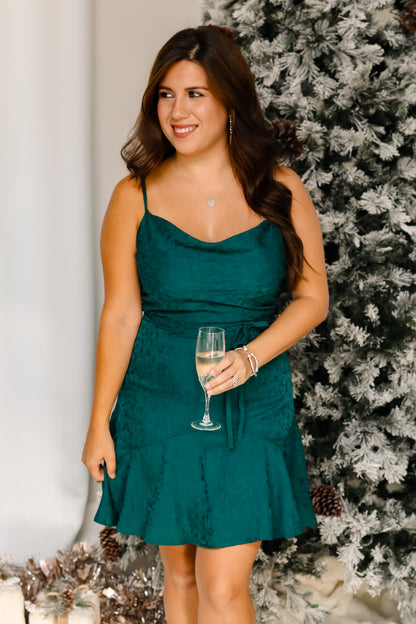 Special Occasion Green Satin Dress