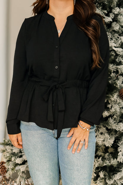 Everyday Chic Tie Front Top (black)