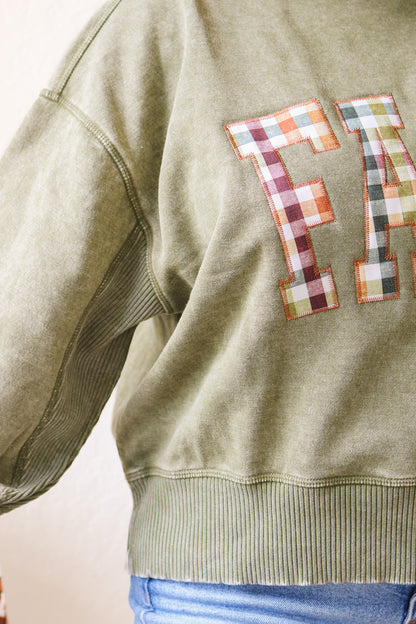 FALL Stitched Graphic Pullover (olive)