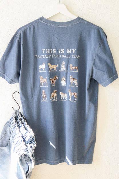 'New' Dog Fantasy Football Short Sleeve Graphic Tee (denim)