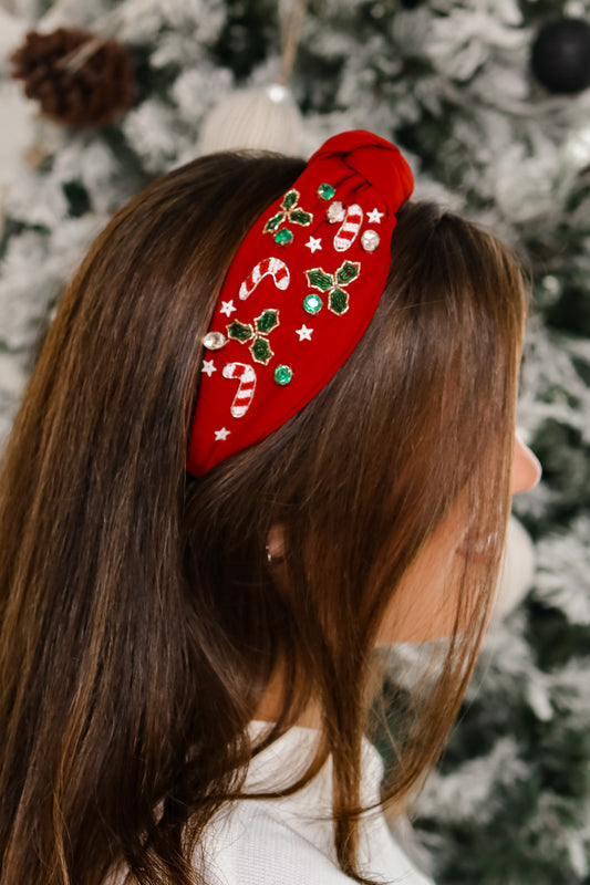 Candy Cane Knot Headband (red)